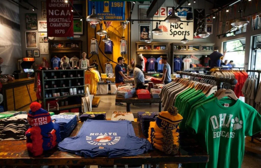 interior of Homage with shirts and sports memorabilia