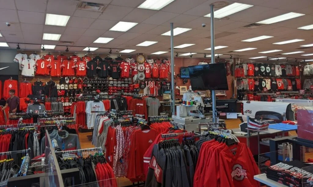 Interior of Buckeye Corner store with shorts and clothing