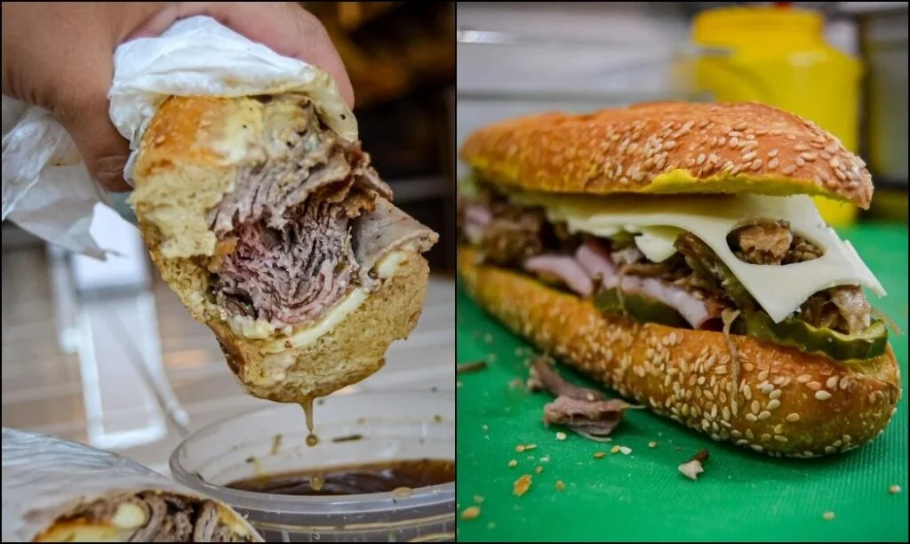 French Dip and weekend specialty sandwich from Wario's Beef and Pork