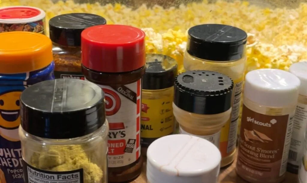 The different seasonings and flavors at Studio 35, featuring Girl Scout S'mores flavoring and Cinnamon Toast Crunch flavoring.