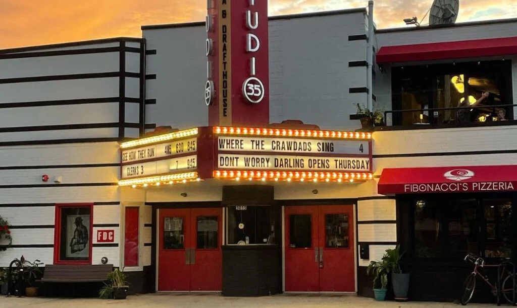 Exterior marquee at Studio 35 Cinema & Drafthouse