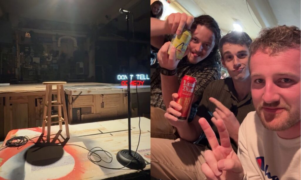 Don't Tell Comedy Columbus stage and Step Out Columbus staff and friends take a selfie before the show.