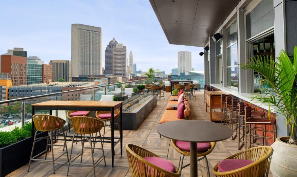 Rooftop bar at a Columbus, Ohio hotel