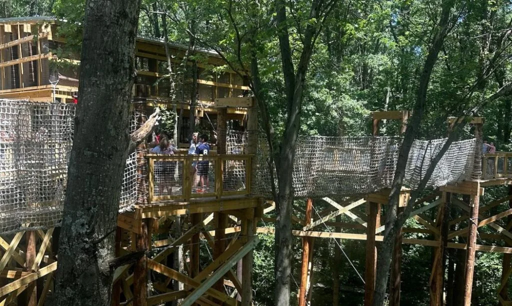 The canopy walk and cargo bridge at Blacklick Woods' Canopy Walk