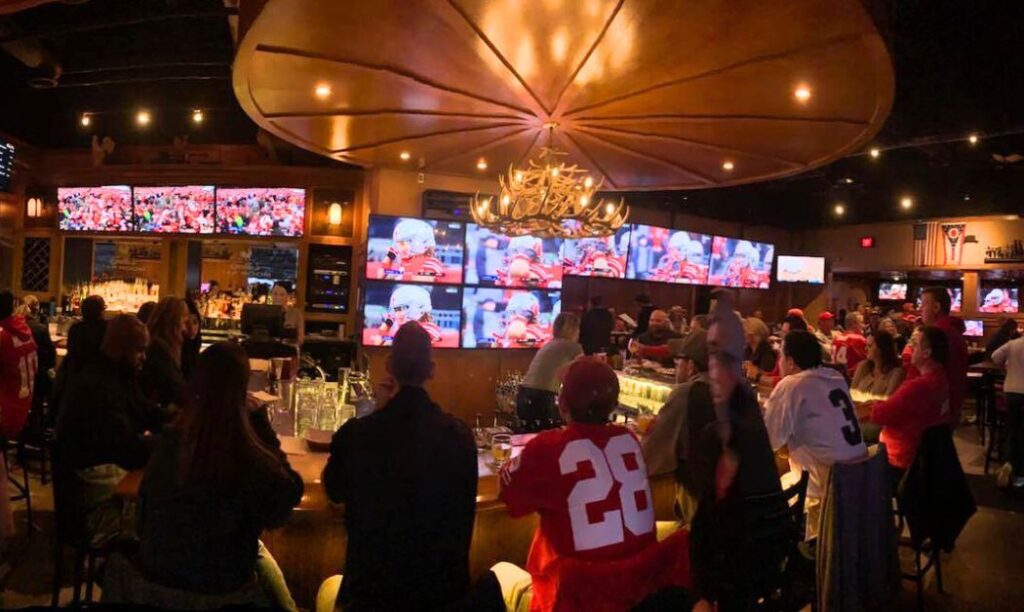 Ohio State fans cheer on the Buckeyes at Gallo's Tap Room in Northwest Columbus.