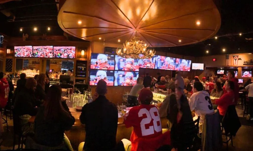 Ohio State fans cheer on the Buckeyes at Gallo's Tap Room in Northwest Columbus.