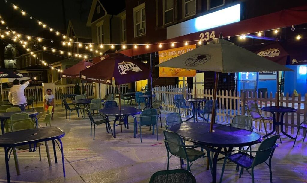 Patio in front of Junior's Bar & Grill, the former tenant at Bier Stube's new location. 