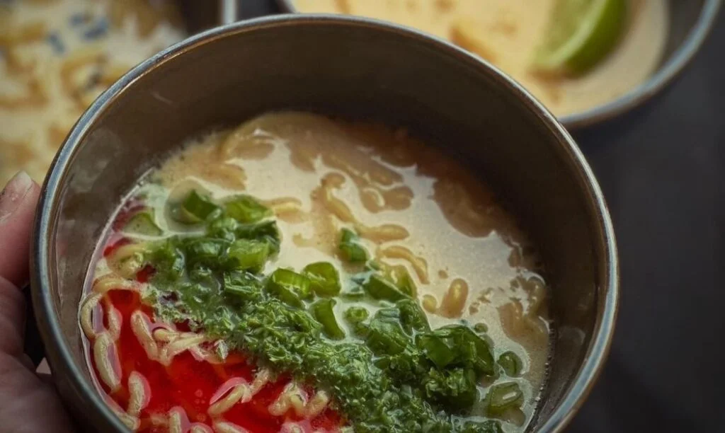 Ramen flights at Speakeasy Ramen in Springfield, OH.