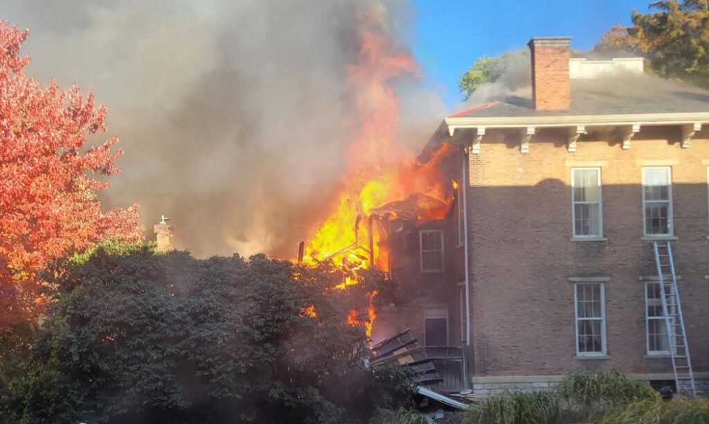 The Kelton House in Columbus, OH during a fire on Monday, November 3 2025.